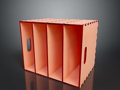 Modern Orange Decorative Cabinet With Open Compartments And Round Side Holes 3d model
