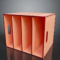 Modern Orange Decorative Cabinet With Open Compartments And Round Side Holes