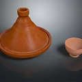 Traditional Terracotta Tagine Pot And Small Serving Bowl For Home Kitchen Use