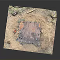 Rustic Wooden Hut With Rusted Roof Open Doorway Bucket Inside On Dirt Ground