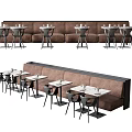 Modern Public Seating With Long Bench And Dining Tables For Cafes 3d model