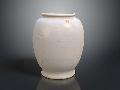 White Ceramic Jar With Smooth Texture And Round Base On Dark Surface 3d model