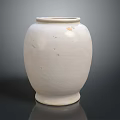 White Ceramic Jar With Smooth Texture And Round Base On Dark Surface 3d model