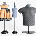 Orange Ruffled Hem Dress Blue Sleeveless Top And Dark Gray Diamond Pattern T Shirt