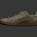 Gray Suede Casual Shoes With Brown Sole And Brand Logo Design For Daily Wear