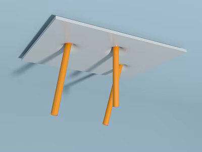 Modern Minimalist Chandelier With White Ceiling Plate And Orange Rods Design 3d model