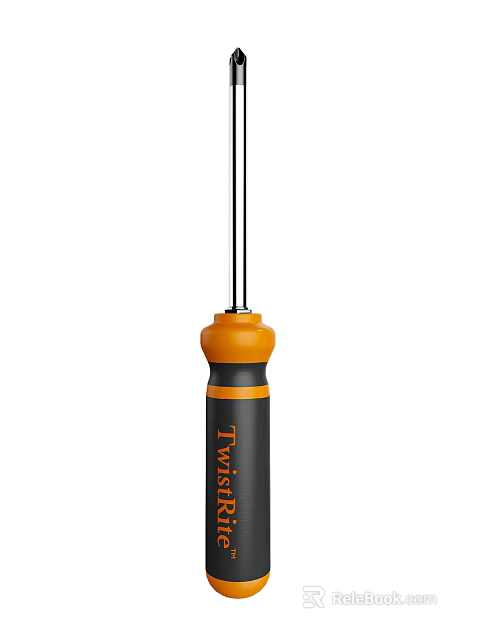 Durable Hardware Tool Screwdriver With Orange Black Handle Long Shaft And Ergonomic Grip 3d model 