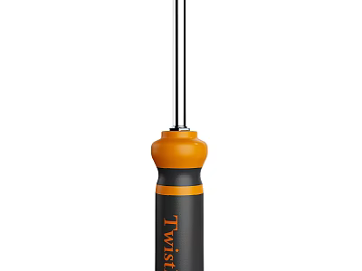 Durable Hardware Tool Screwdriver With Orange Black Handle Long Shaft And Ergonomic Grip 3d model