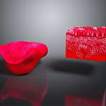 Red Petal Like Object And Detailed Internal Structured Block 3D Rendering With Textured Surface 3d model
