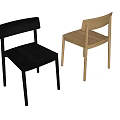 Black And Light Wooden Solid Wood Dining Chairs With Modern Simple Design