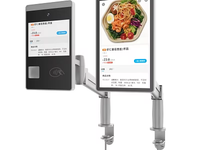 Smart Self service Ordering Payment Machine with Touch Screen and Food 3d model