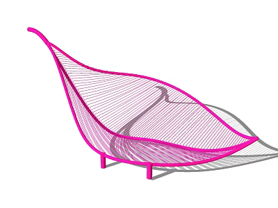 Stylish Pink Leaf Shaped Outdoor Chair With Mesh Design And Sturdy Frame 3d model