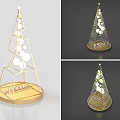 Golden Metal Frame Christmas Tree Decoration With White Round Ornaments And Logo Base 3d model