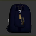 Navy Blue Everyday Backpack With Yellow Tag Buckle And Stitching Details