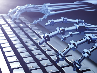 Advanced Commercial Equipment Robotic Arm Operating Keyboard Efficiently In Business Setting 3d model