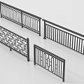 Different Modern Metal Railing Designs With Geometric Lattice Patterns And Sturdy Structure 3d model