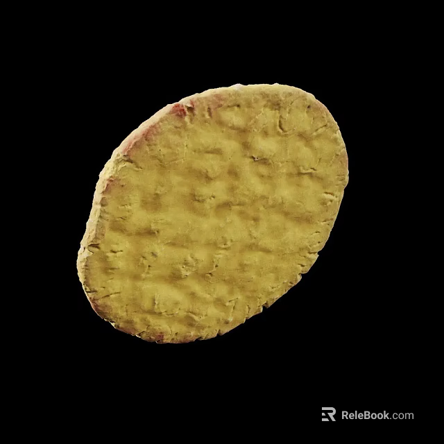 Golden Potato Chip With Textured Surface On Black Background Crispy Snack 3d model 