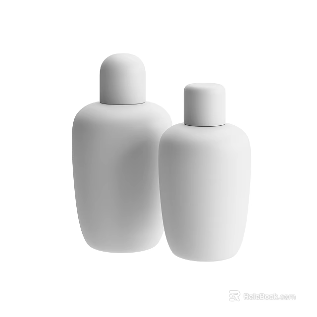 Minimalist White Bottles Decorative Ornament Set With Modern Stylish Design For Home Interior 3d model 