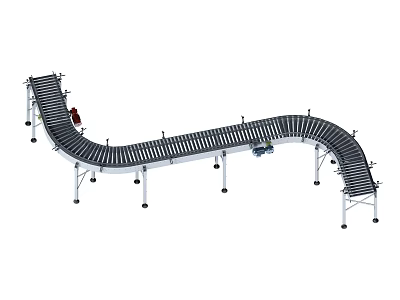 Industrial Roller Conveyor Equipment With Curved Design For Efficient Material Handling 3d model
