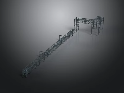 Industrial Metal Scaffolding Structure With Frame Connections And Long Supports 3d model
