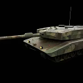 Military Battle Tank With Camouflage Paint Long Cannon Tracks And Antenna