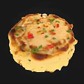 Golden Savory Pancake With Fresh Cilantro Red Chili Flakes And Green Onions