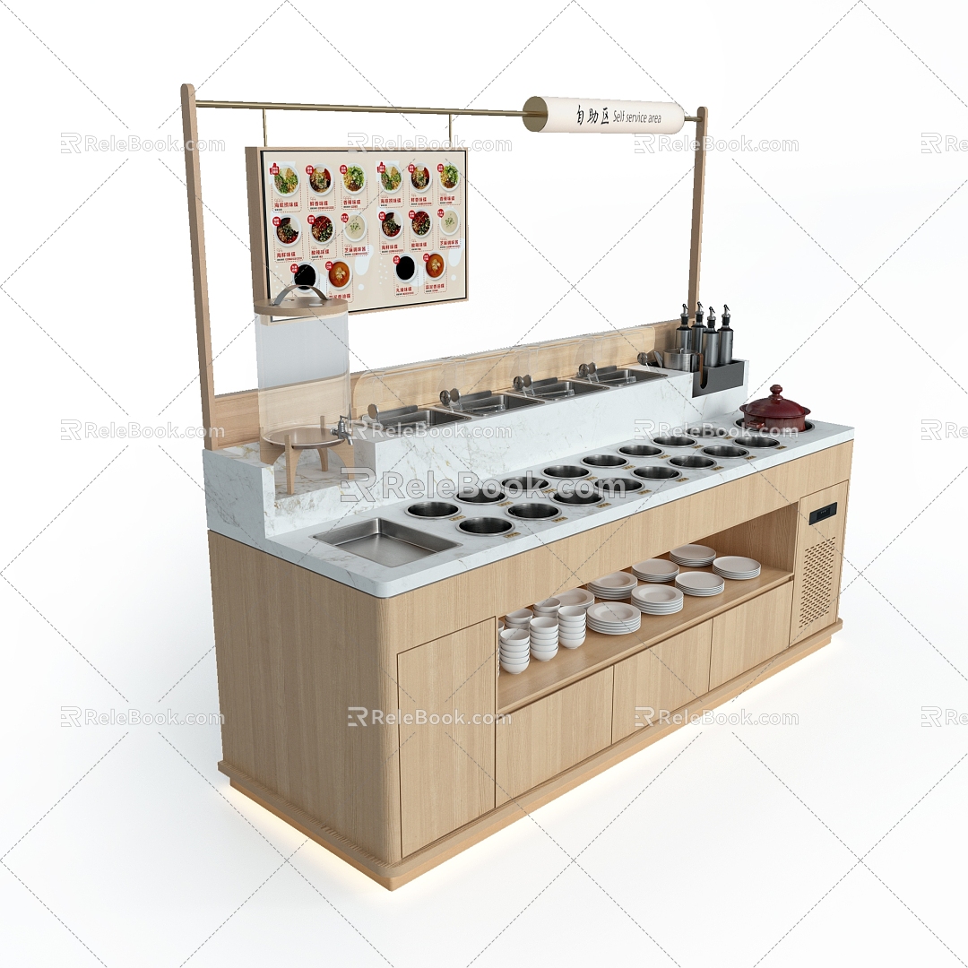 Modern small material table self-service table 3d model