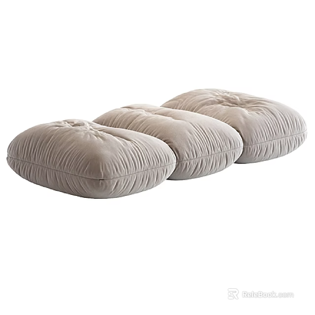 Three Beige Velvet Bean Bag Chairs With Pleated Design For Living Room Seating 3d model 