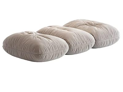 Three Beige Velvet Bean Bag Chairs With Pleated Design For Living Room Seating 3d model