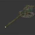 Military Artillery Weapon With Extended Barrel Turret And Metal Structure Design
