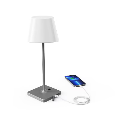 Modern Table Lamp With White Shade Metal Base And Mobile Phone Charging Function 3d model