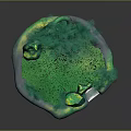 Lush Green Floating Rock Island With Curved Tree Grass And Waterfall Reflection