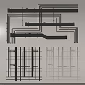 Pipes Design Layout Technical Drawings With Structural Lines And Engineering Details 3d model