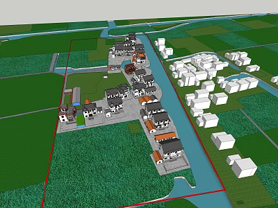 Scenic Detached Villa Community With Riverside Green Areas And Modern Layout 3d model