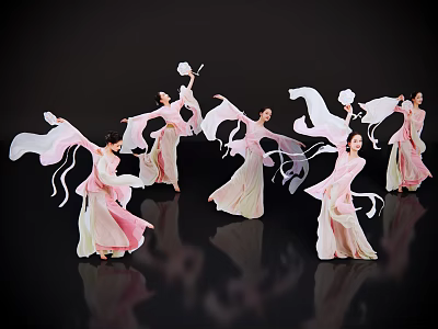 2D costume beauty costume dance classical beauty antique beauty dress dance woman costume beauty plain and elegant costume Chinese costume beauty 3d model