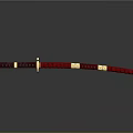 Traditional Chinese Weapon Long Staff With Red Beads White Decorations Golden Fittings And Blue Tip