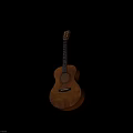 Acoustic Guitar With Natural Wood Grain Body Black Strings And Brown Finish