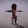 3D Character With Brown Hair Headpiece Blue White Red Traditional Outfit Waist Gourd Arms Outstretched