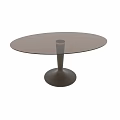 Modern Oval Coffee Table With Glass Top And Sleek Metal Base