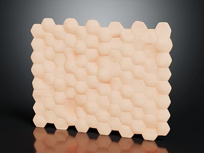 Modern Light Beige Honeycomb Geometric Textured Panel on Dark Background 3d model
