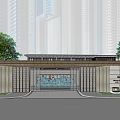 New Chinese-style Gate Demonstration Area 3d model