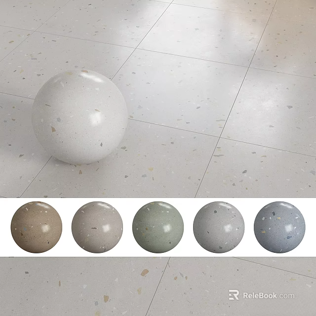 Decorative Component Featuring Spheres in Various Colors with Speckled Texture on Floor 3d model