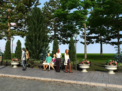 Modern landscape sketch garden landscape 3d model