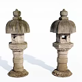 Elegant Traditional Stone Garden Lanterns with Carved Bases for Outdoor Lighting