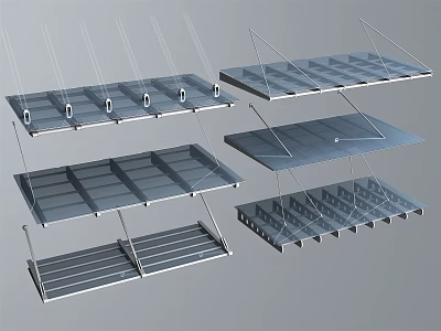 Various Metal Sunshade Canopy Designs With Different Frame And Panel Structures 3d model