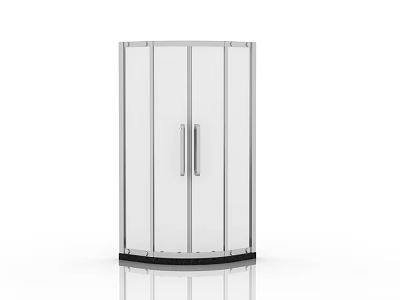 Modern Curved White Shower Sauna with Silver Handles Frames and Black Base Design 3d model