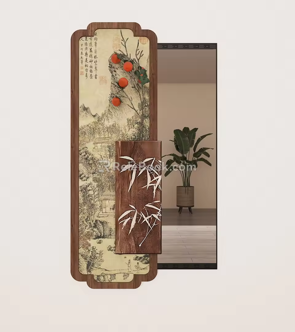 New Chinese-style Song-style Aesthetic Invisible Full-body Mirror 3d model