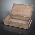 Vintage Wooden Storage Trunk Open Lid With Metal Latches Distressed Texture