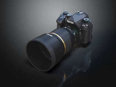 PENTAX Digital Camera With Large Professional Lens And Black Body Design For Photography 3d model