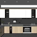 Modern Kitchen Interior Design With White Cabinets Wooden Elements And Black Appliances